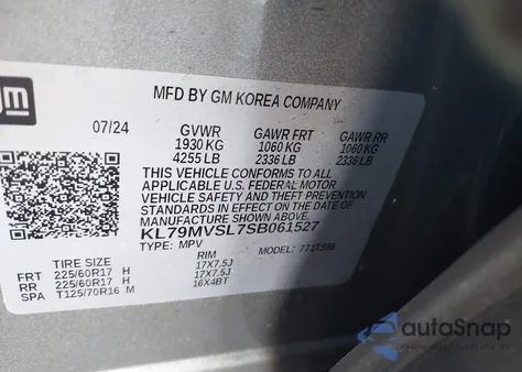 2025 Chevrolet Trailblazer Fwd Activ from USA, damaged, VIN KL79MVSL7SB061527